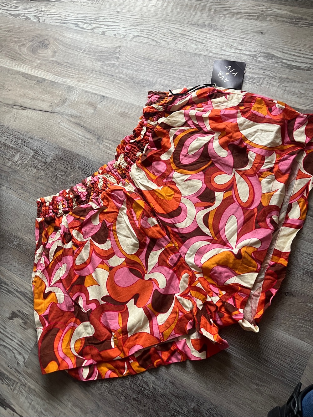 Ava & Viv Retro Floral Shorts in Pink, Orange & Cream